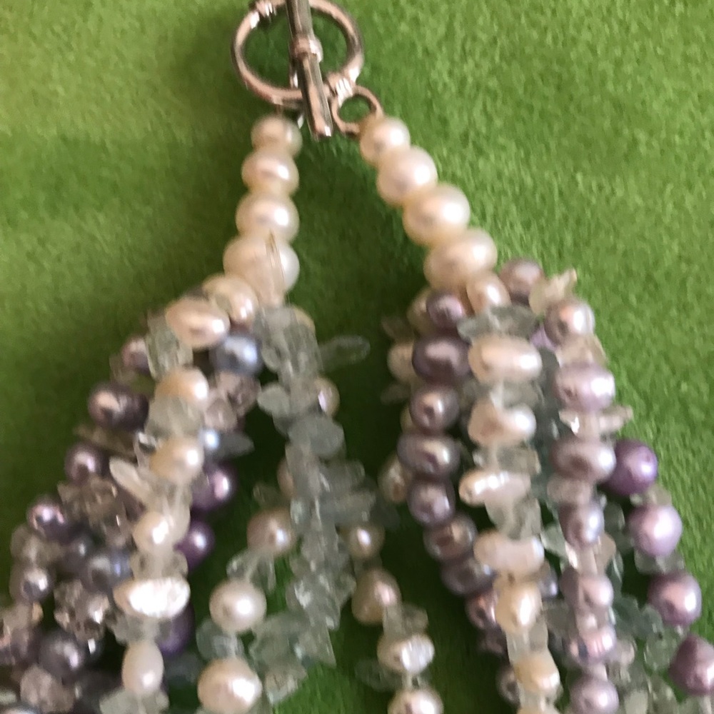 Freshwater pearl and Aquamarine necklace - Picture 4 of 7